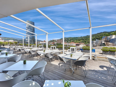 Gran Hotel Domine, Bilbao, Spain Dinner with a view