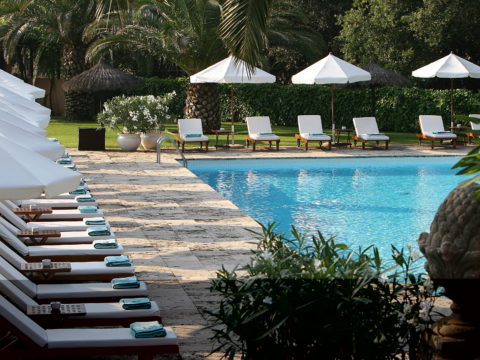 Mas de Torrent, near Girona, Spain Relax poolside